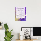 パープル&金ゴールド抽象芸術アルコールインクフルードアートDIY ポスター (ホームオフィス)