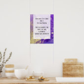 パープル&金ゴールド抽象芸術アルコールインクフルードアートDIY ポスター (キッチン)