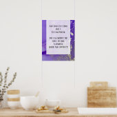 パープル&金ゴールド抽象芸術アルコールインクフルードアートDIY ポスター (キッチン)