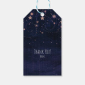 パープル&金ゴールド星空パーティーの好意 ギフトタグ (裏面)