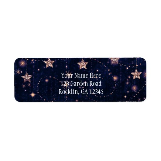 パープル&金ゴールド星空招待状 ラベル (正面)