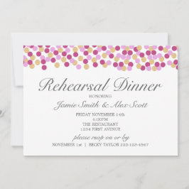 パープル&金ゴールド水玉模様リハーサルディナー招待状 招待状