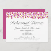 パープル&金ゴールド水玉模様リハーサルディナー招待状 招待状 (正面/裏面)