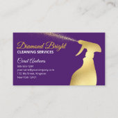 パープル&金ゴールド清掃員メイドハウスキーパークリーニング 名刺 (正面)