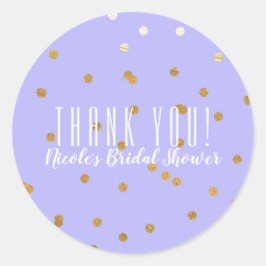 パープル&金ゴールド紙吹雪ドッモダントパーティーの好意 ラウンドシール