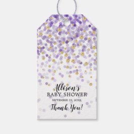 パープル&金ゴールド紙吹雪ベビーシャワーお気に入りギフトラベル ギフトタグ