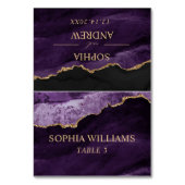 パープル&金ゴールド結婚のテーブルカード テーブルナンバー (正面)