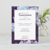 パープル&金ゴールド絵を描抽象芸術キンセアニェラ 招待状 (スタンド正面)