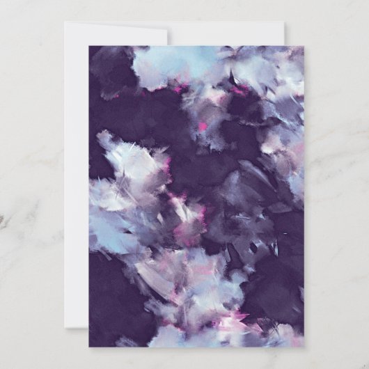 パープル&金ゴールド絵を描抽象芸術キンセアニェラ 招待状 (裏面)