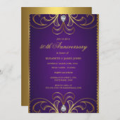 パープル&金ゴールド50周年結婚招待状 招待状 (正面/裏面)