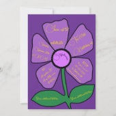 パープル&金ゴールド60誕生日ドードルシンプルフラワー 招待状 (正面)