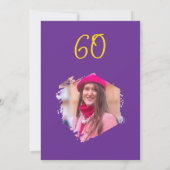 パープル&金ゴールド60誕生日ドードルシンプルフラワー 招待状 (裏面)