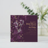 パープル&金ゴールド（ばちゃばちゃ）跳ねるレッドワインモダンパーティー 招待状 (スタンド正面)