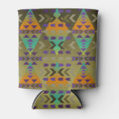 パープル、金ゴールド、アクアトライバルパターンクーラーボックス 缶クーラー (正面)