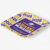 パープル、金ゴールド、ホワイトパーソナライズされたの卒業用紙 ペーパープレート (傾斜あり)