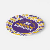 パープル、金ゴールド、ホワイト卒業パーソナライズされた ペーパープレート (アングル)