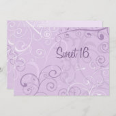 パープル,16歳の誕生日パーティーの招待状を渦巻く 招待状 (正面/裏面)