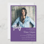 パープル 30歳 誕生日 フォト 招待状 (正面)