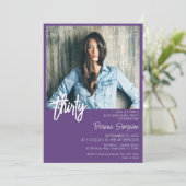 パープル 30歳 誕生日 フォト 招待状 (スタンド正面)