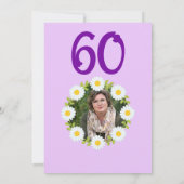 パープル 60歳の誕生日 シンプルパープル ヒマワリ 招待状 (裏面)