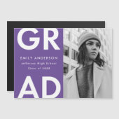 パープル | Gradはっきりした Photo Sgaration発表 マグネット招待状 (正面/裏面)