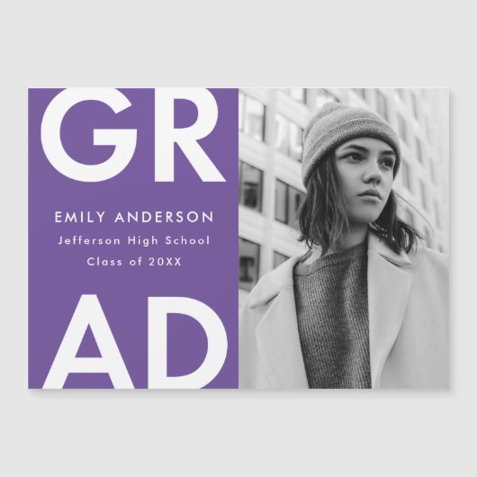 パープル | Gradはっきりした Photo Sgaration発表 マグネット招待状 (正面)