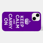 パープル Keep Calm and Carry On Case-Mate iPhoneケース (裏面 (横))