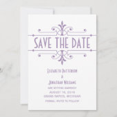 パープル v2 おしゃれな装飾的な Save the Date 招待状 (正面)