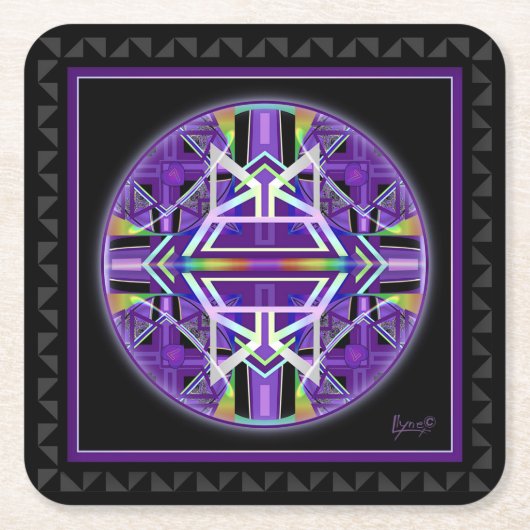 パープル W3 スクエアペーパーコースター (正面)