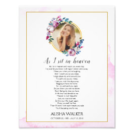 パープルA私は天国メモリアル歓迎サインに座る フォトプリント           