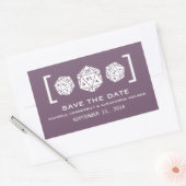 パープルD20サイコロゲーマー日付ステッカーを保存 長方形シール (封筒)