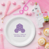 パープルD20サイコロ結婚の紙プレート ペーパープレート (パーティー)