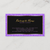 パープルFAXグリッター金ゴールドアクセント 名刺 (裏面)