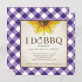 パープルIドBBQ婚約ブライダルシャワー 招待状 (正面/裏面)