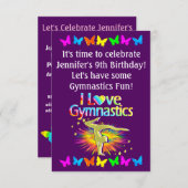 パープルI愛する体操招待状 招待状 (正面/裏面)