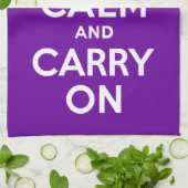 パープルKeep Calm and Carry On キッチンタオル (折り畳み)