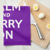 パープルKeep Calm and Carry On キッチンタオル (四つ折り)