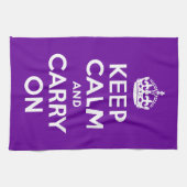パープルKeep Calm and Carry On キッチンタオル (横)