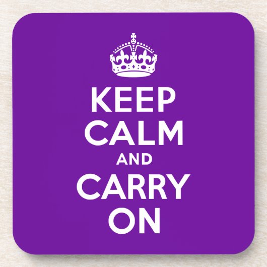 パープルKeep Calm and Carry On コースター (正面)