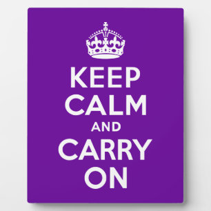 パープルKeep Calm and Carry On フォトプラーク