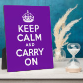 パープルKeep Calm and Carry On フォトプラーク (側面)
