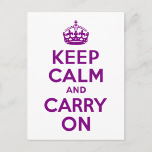 パープルKeep Calm and Carry On ポストカード