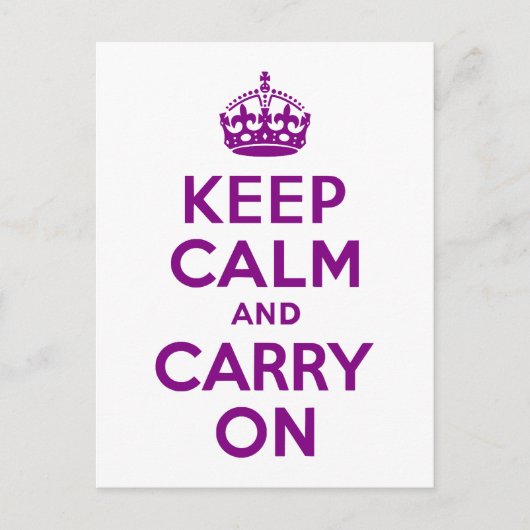 パープルKeep Calm and Carry On ポストカード (正面)