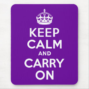 パープルKeep Calm and Carry On マウスパッド