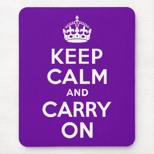 パープルKeep Calm and Carry On マウスパッド (正面)