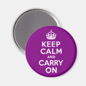 パープルKeep Calm and Carry On マグネット (正面/裏面)