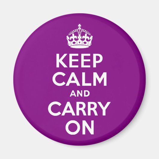 パープルKeep Calm and Carry On マグネット (正面)