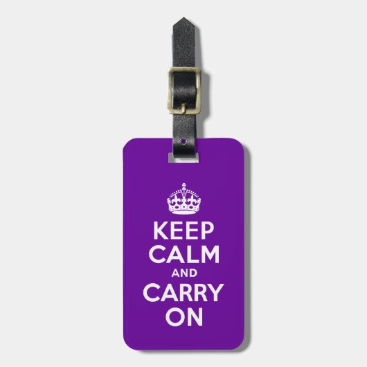 パープルKeep Calm and Carry On ラゲッジタグ (正面縦)