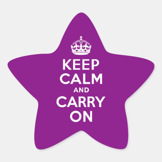 パープルKeep Calm and Carry On 星シール (正面)