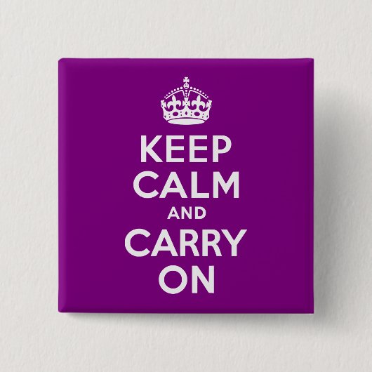 パープルKeep Calm and Carry On 缶バッジ (正面)